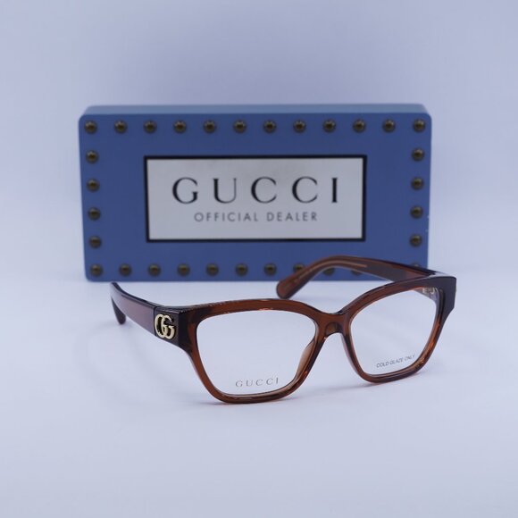 Final Price! Gucci GG1597O 003 Brown Eyeglasses 53mm - Picture 1 of 12
